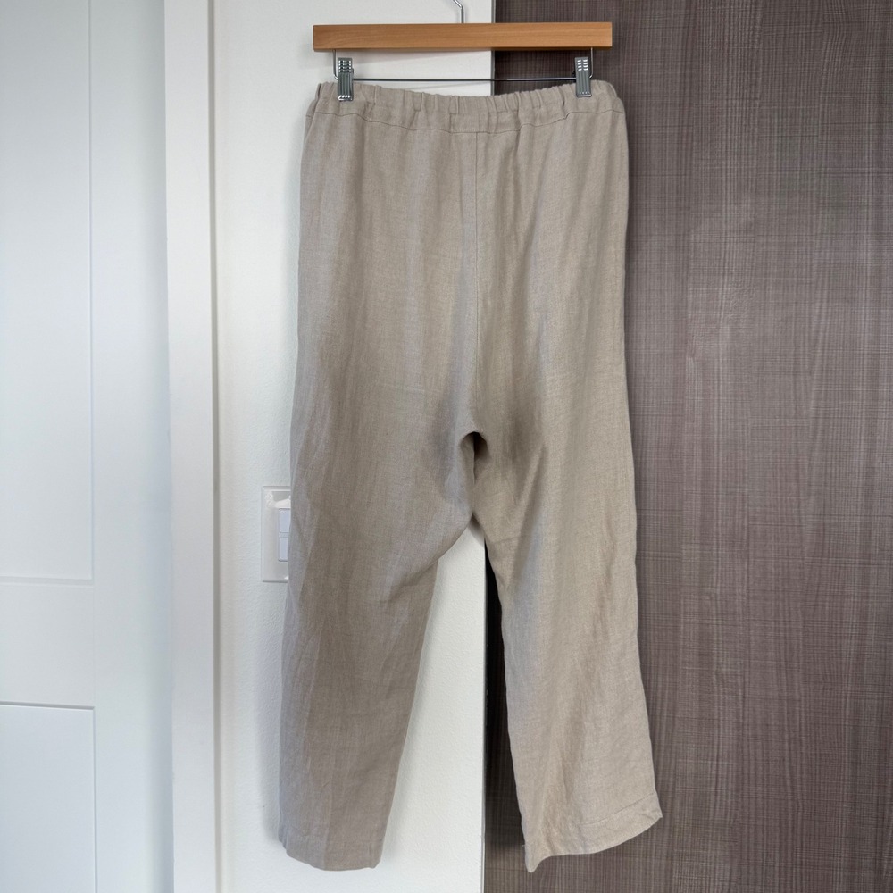 Not Perfect Linen Oat Milk Beige Athens Drawstring Linen Pants Size Medium‎ - Picture 9 of 13